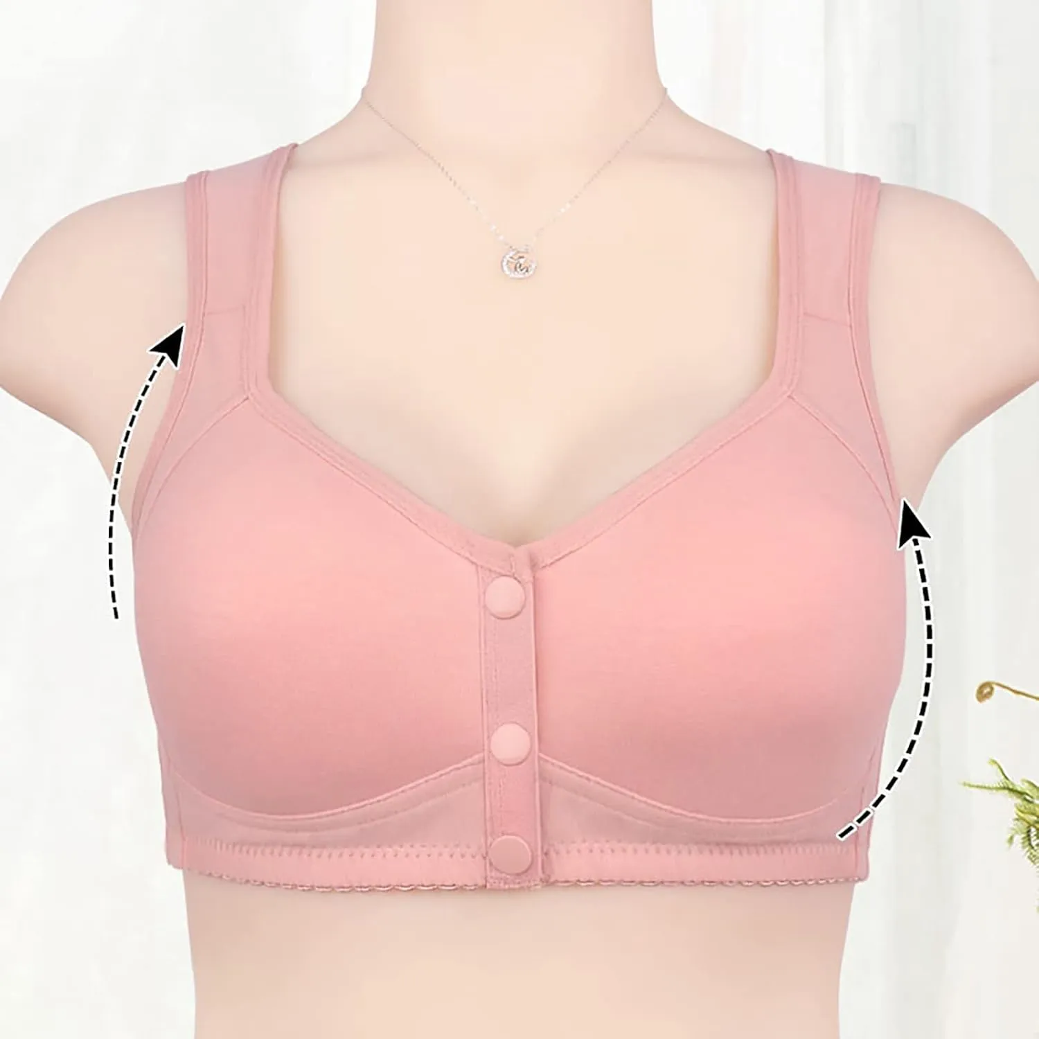 Bras for Older Women 2025 Breathable Bra No Underwire Front Closure Bra Plus Size Everyday Bra