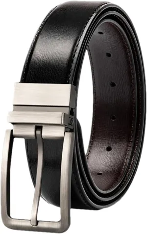 Business Reversible Leather Belt For Men Alloy Push-In Pin Buckle Black Belts
