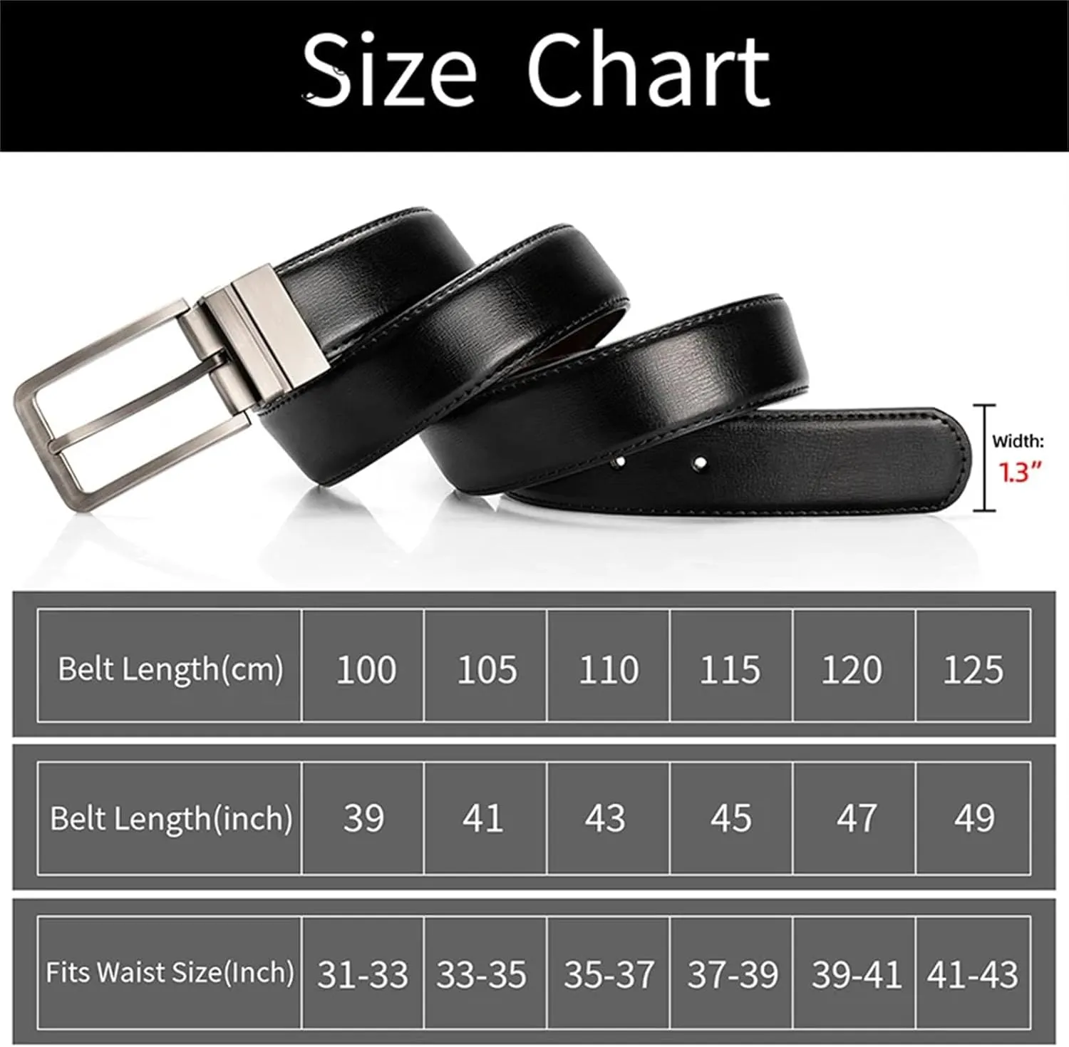 Business Reversible Leather Belt For Men Alloy Push-In Pin Buckle Black Belts