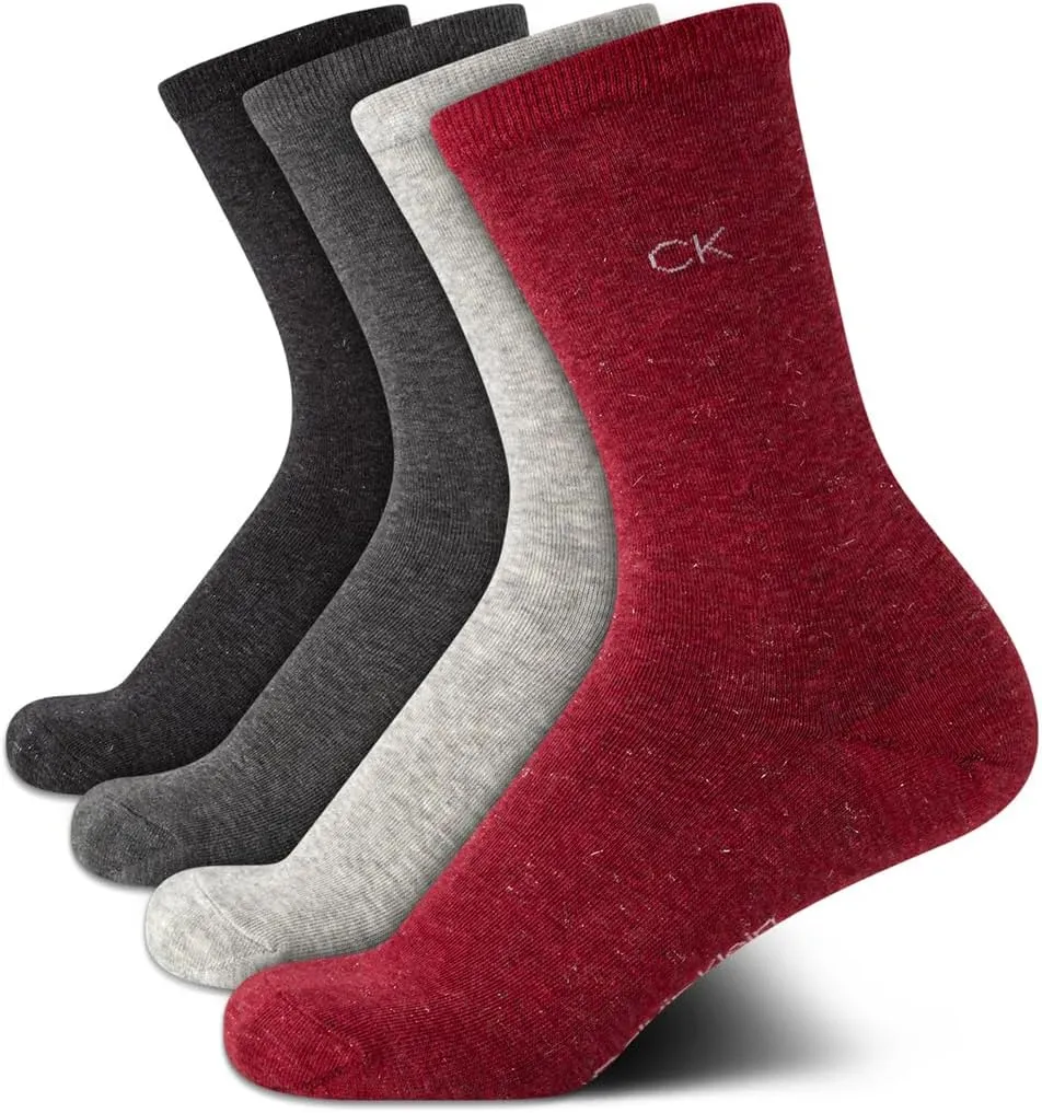 Calvin Klein Womens Crew Socks - 3 Pack/4 Pack Super Soft Ribbed Athletic Mid Calf Crew Socks for Women (Sizes: 4-10)