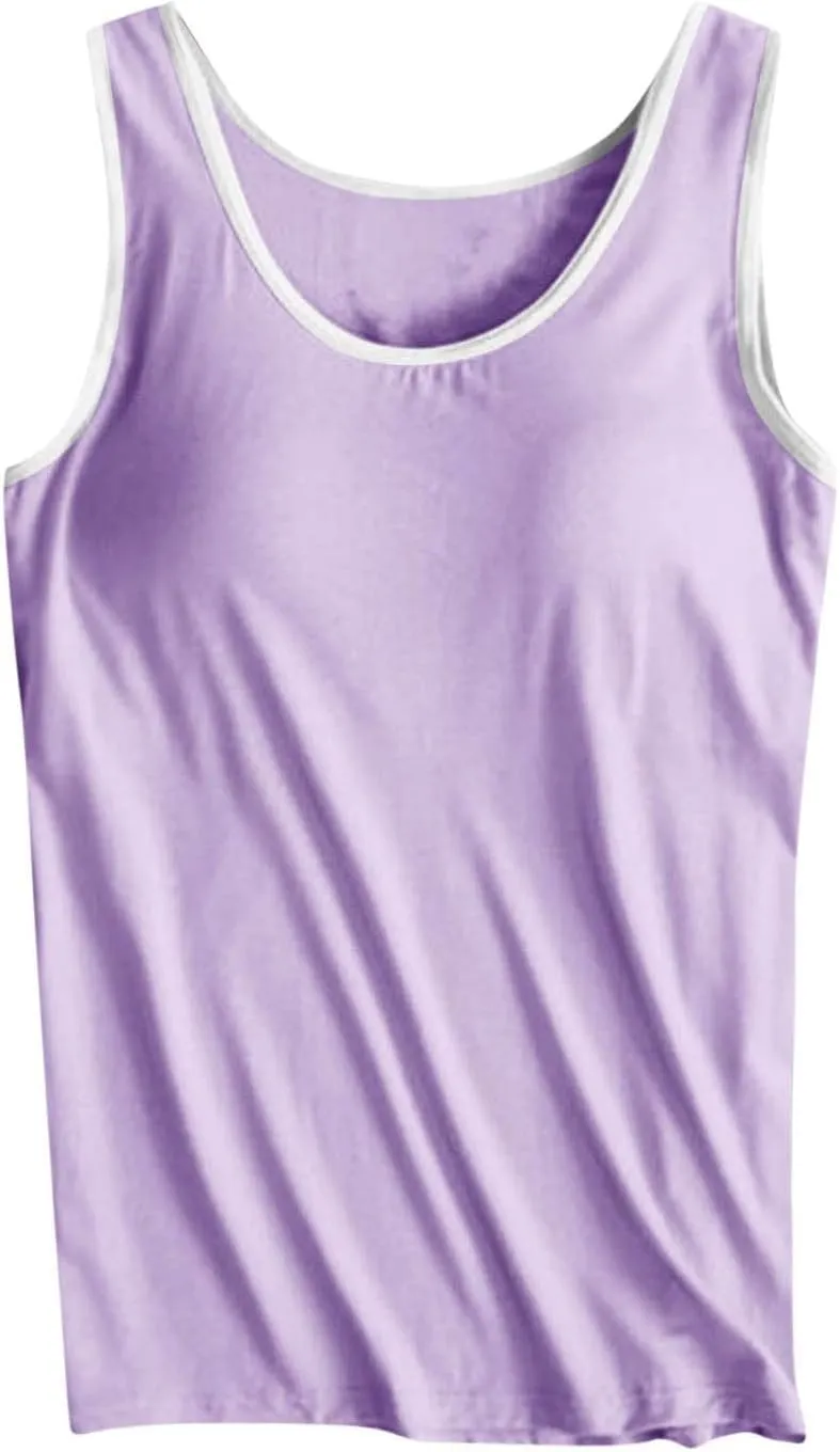 Camisole Tops for Women, Tank Top with Built in Bra for Women Plus Size Summer Workout Gym Yoga Casual Cami Shirts