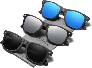 Carefully Driving Sunglasses Men Women Square Polarized Sun Glasses Fishing UV protection (3 pack)