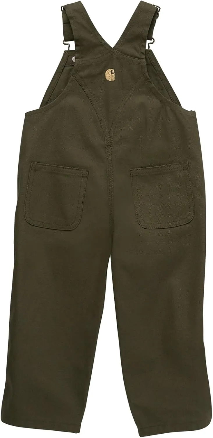 Carhartt Boys Loose Fit Canvas Bib Overalls, Olive Green, 9 Months