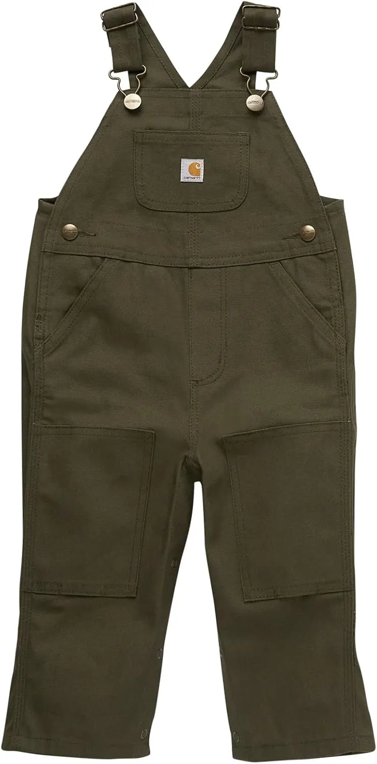 Carhartt Boys Loose Fit Canvas Bib Overalls, Olive Green, 9 Months