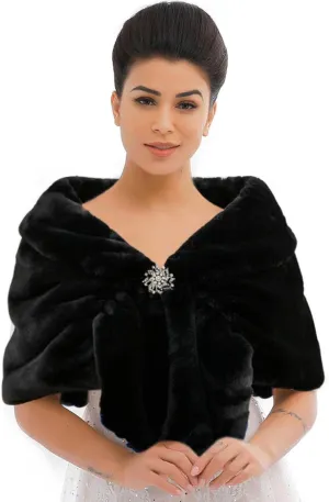 Catery Wedding Faux Shawls and Wraps Fur Stole Winter Cover Up Accessories for Women