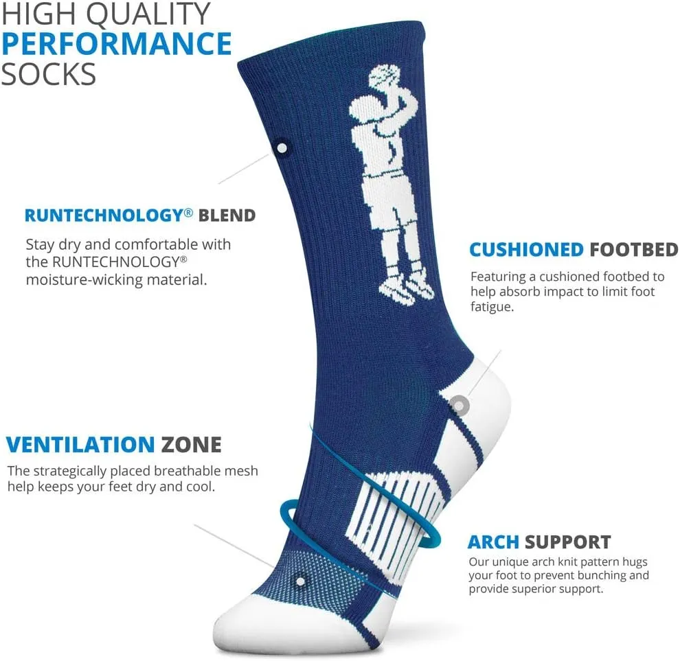 ChalkTalkSPORTS Basketball Performance Crew Socks - Jump Shot - Youth & Adult - Elite Basketball Mid-Calf Socks