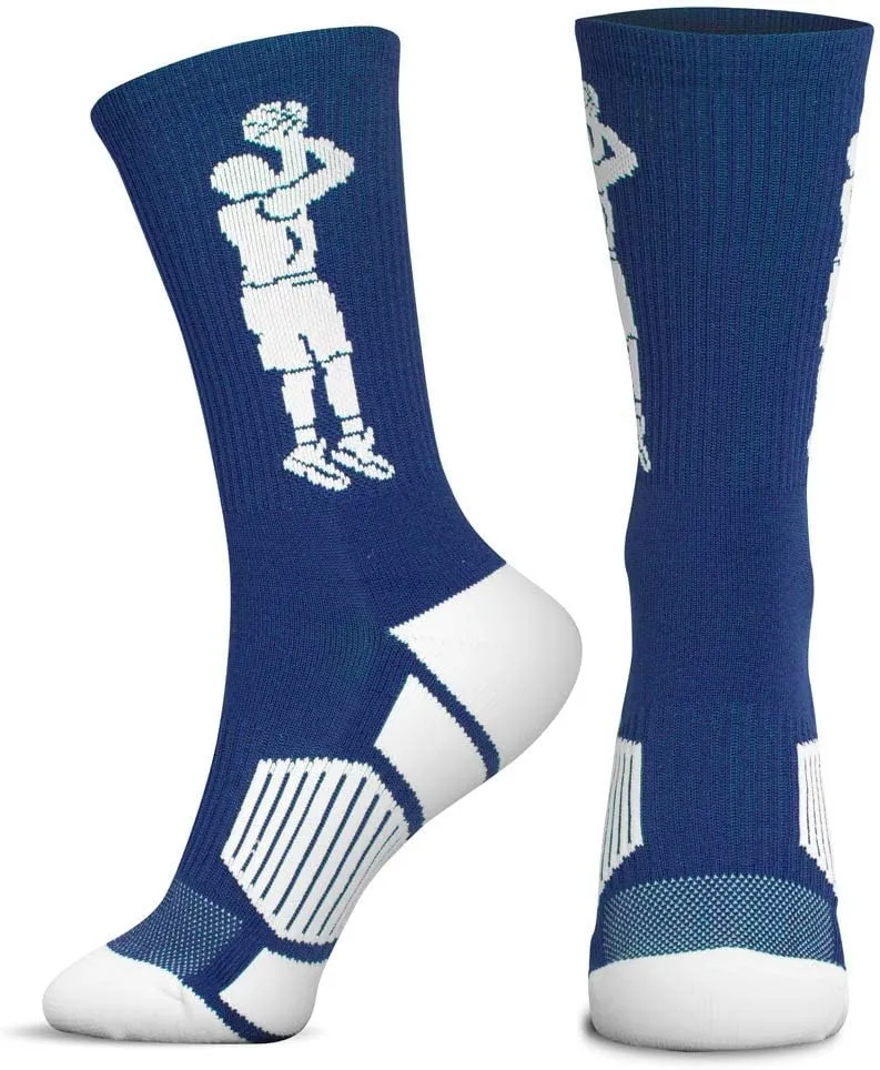 ChalkTalkSPORTS Basketball Performance Crew Socks - Jump Shot - Youth & Adult - Elite Basketball Mid-Calf Socks