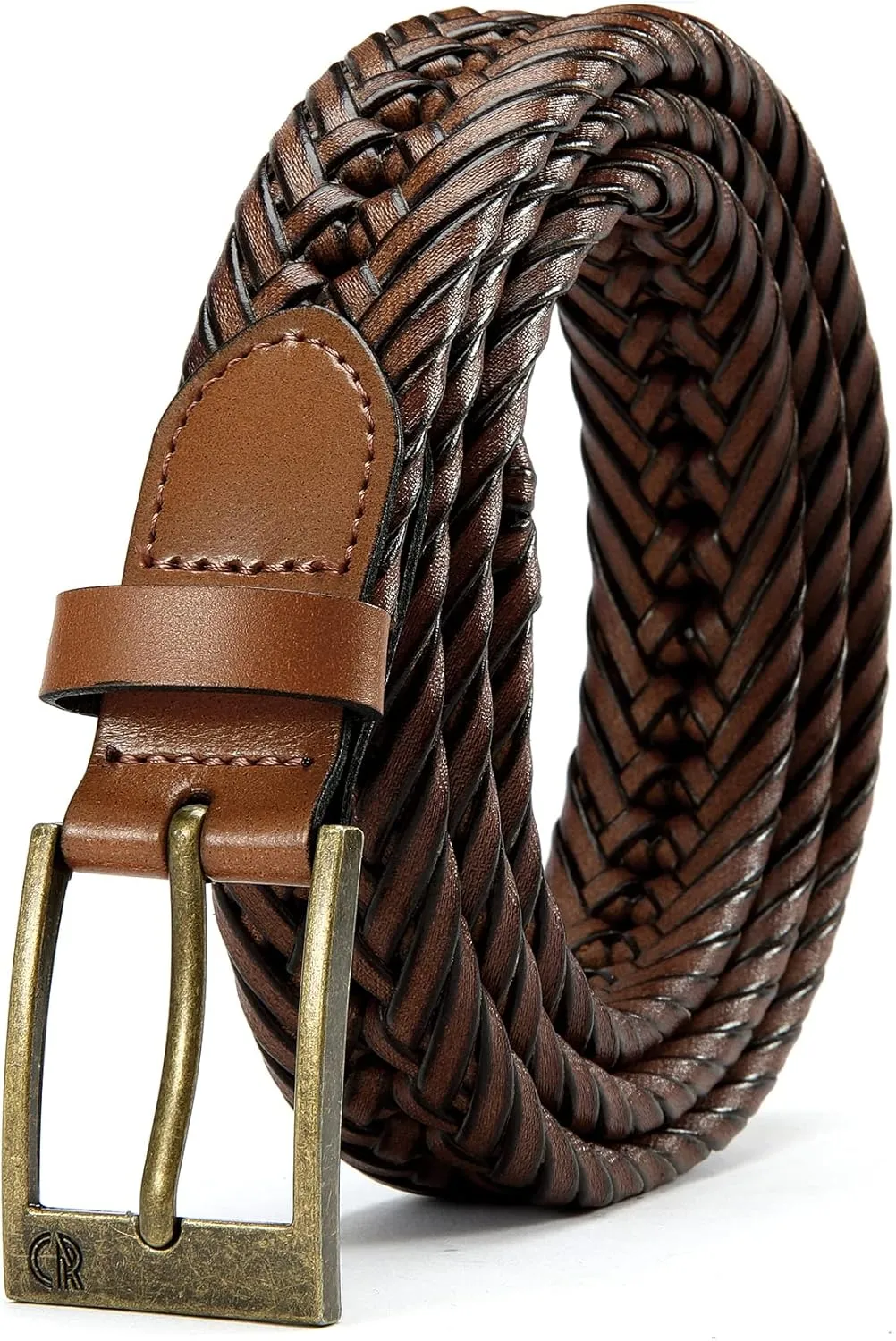 CHAOREN Leather Braided Belts for Men - 1 1/8" Mens Casual Woven Leather Belt for Dress Pants