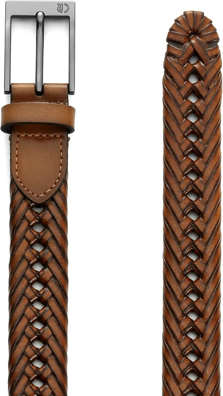 CHAOREN Leather Braided Belts for Men - 1 1/8" Mens Casual Woven Leather Belt for Dress Pants