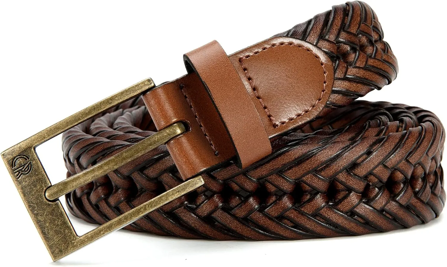 CHAOREN Leather Braided Belts for Men - 1 1/8" Mens Casual Woven Leather Belt for Dress Pants