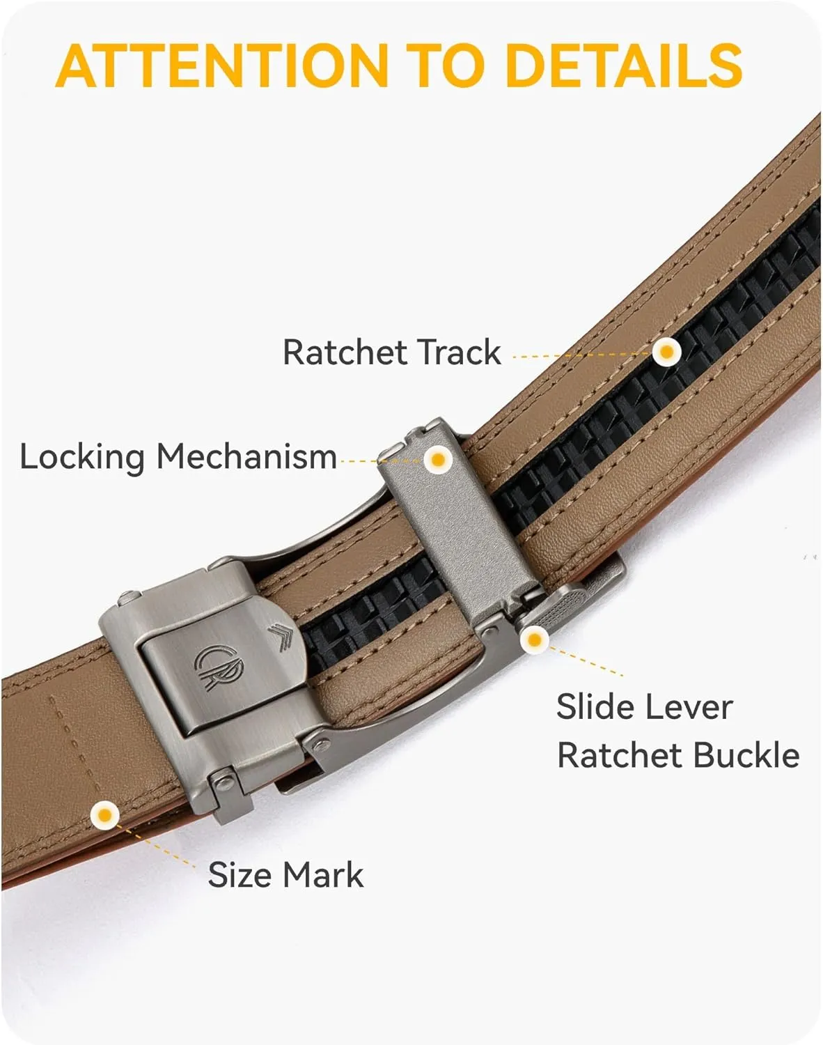 CHAOREN Ratchet Belt Replacement Strap 1 3/8, Leather Belt Strap for 40MM Slide Click Buckle