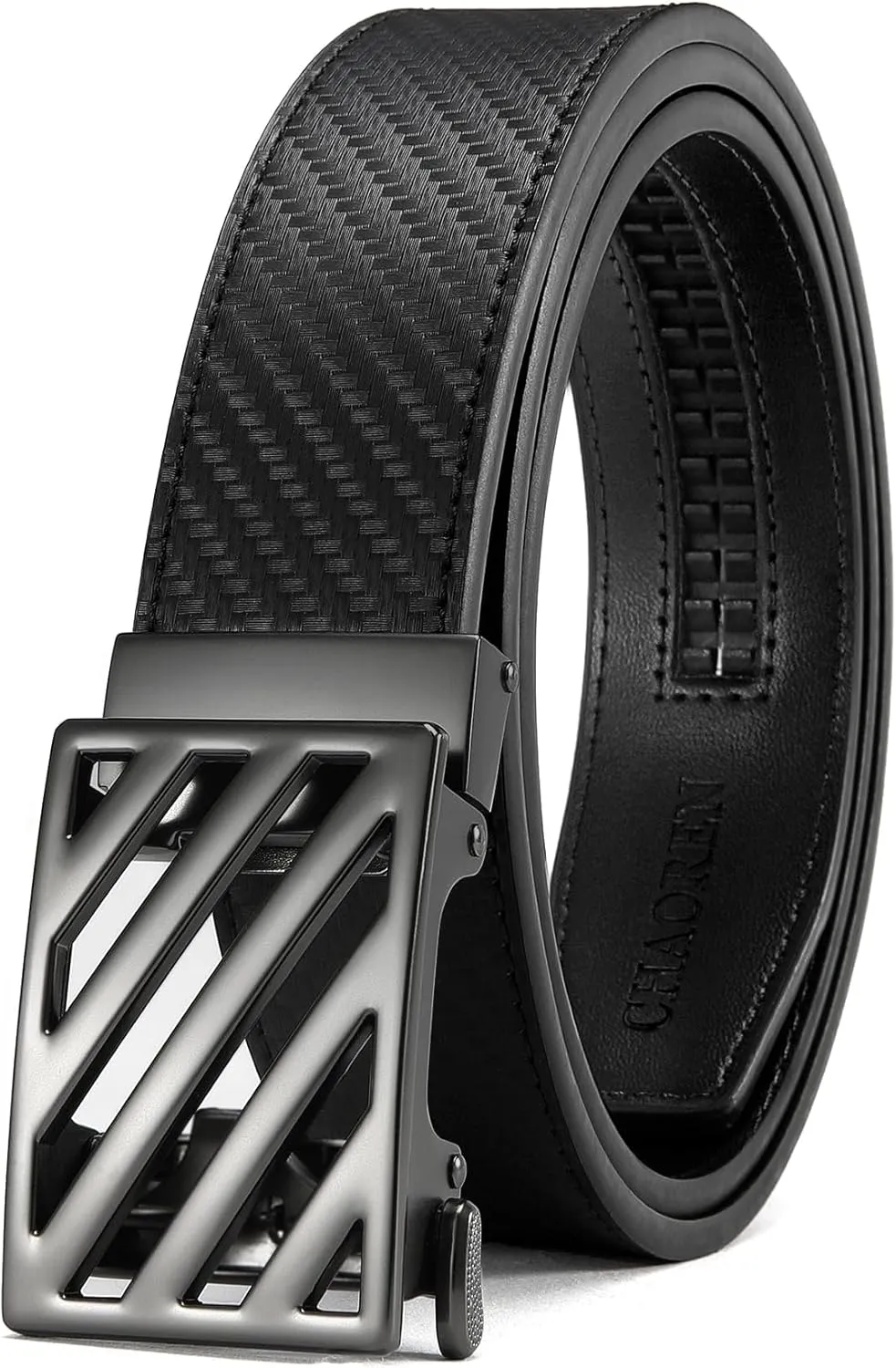 CHAOREN Ratchet Belt Replacement Strap 1 3/8, Leather Belt Strap for 40MM Slide Click Buckle