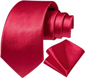 Classic Solid Ties for Men Silk Polyster 8cm Wide Neck Tie Set Pocket Square Men Gift
