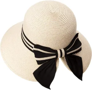 Comhats Sun Hat for Womens Floppy Summer Beach Straw Hats Accessories Wide Brim SPF 50 55-64CM