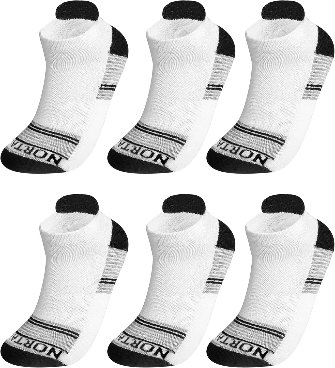 Compression Ankle Socks for Men & Women, Pack of 6, Athletic Cushioned Socks, Hiking, Running & Daily Wear, Size 7-10.