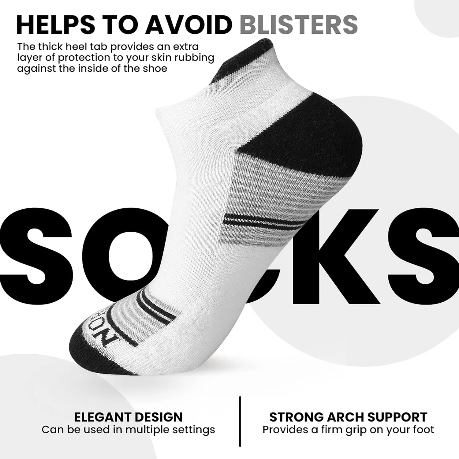 Compression Ankle Socks for Men & Women, Pack of 6, Athletic Cushioned Socks, Hiking, Running & Daily Wear, Size 7-10.
