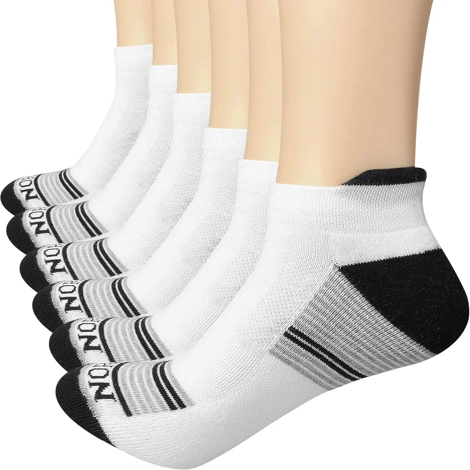 Compression Ankle Socks for Men & Women, Pack of 6, Athletic Cushioned Socks, Hiking, Running & Daily Wear, Size 7-10.