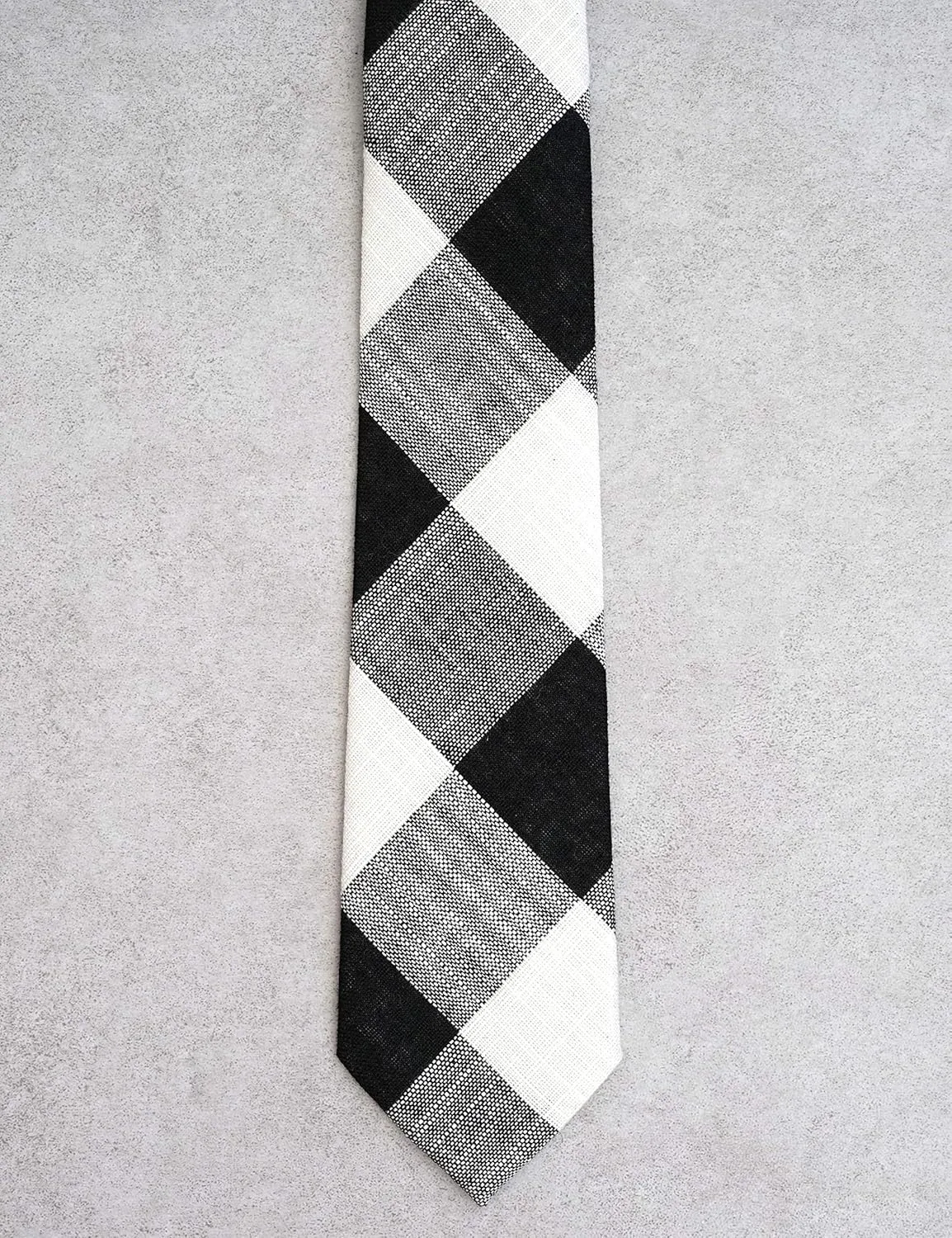 Cotton Skinny Tie for Men, Slim Neckties Plaid and Striped