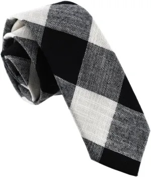 Cotton Skinny Tie for Men, Slim Neckties Plaid and Striped