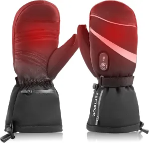 CUEHEAT Heated Mittens, Rechargeable Battery Electric Heating Gloves for Winter Skiing Skating Snow Camping Hiking (3X-Large)