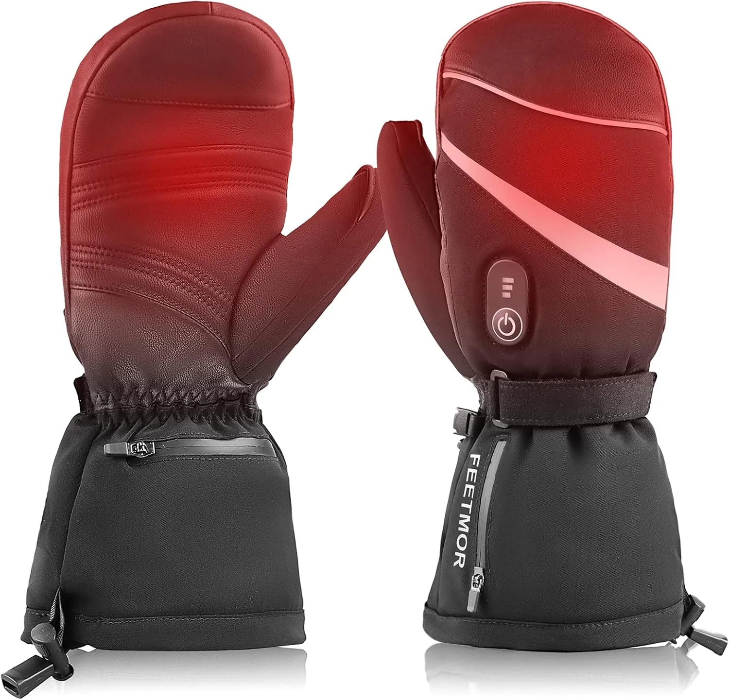 CUEHEAT Heated Mittens, Rechargeable Battery Electric Heating Gloves for Winter Skiing Skating Snow Camping Hiking (3X-Large)