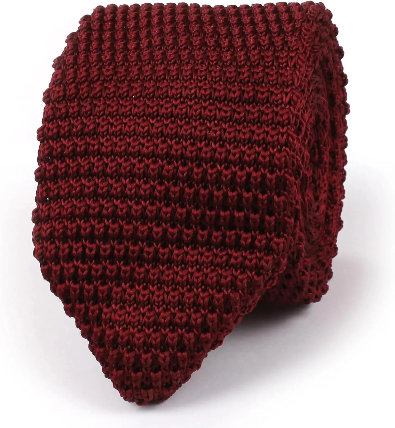 Dark Rosewood Maroon Pointed Knitted Tie - Mens Wedding Tie - Formal and Casual Occasions