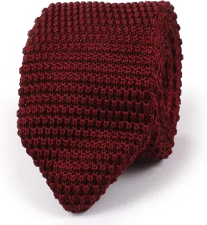 Dark Rosewood Maroon Pointed Knitted Tie - Mens Wedding Tie - Formal and Casual Occasions