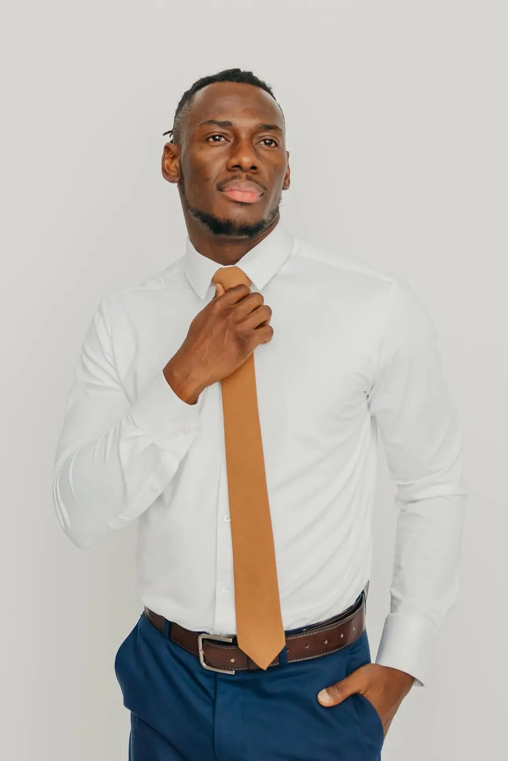 DAZI Men's Skinny Tie, Cotton Wool Linen Necktie, Great for Weddings, Groom, Groomsmen, Missions, Dances, Gifts.