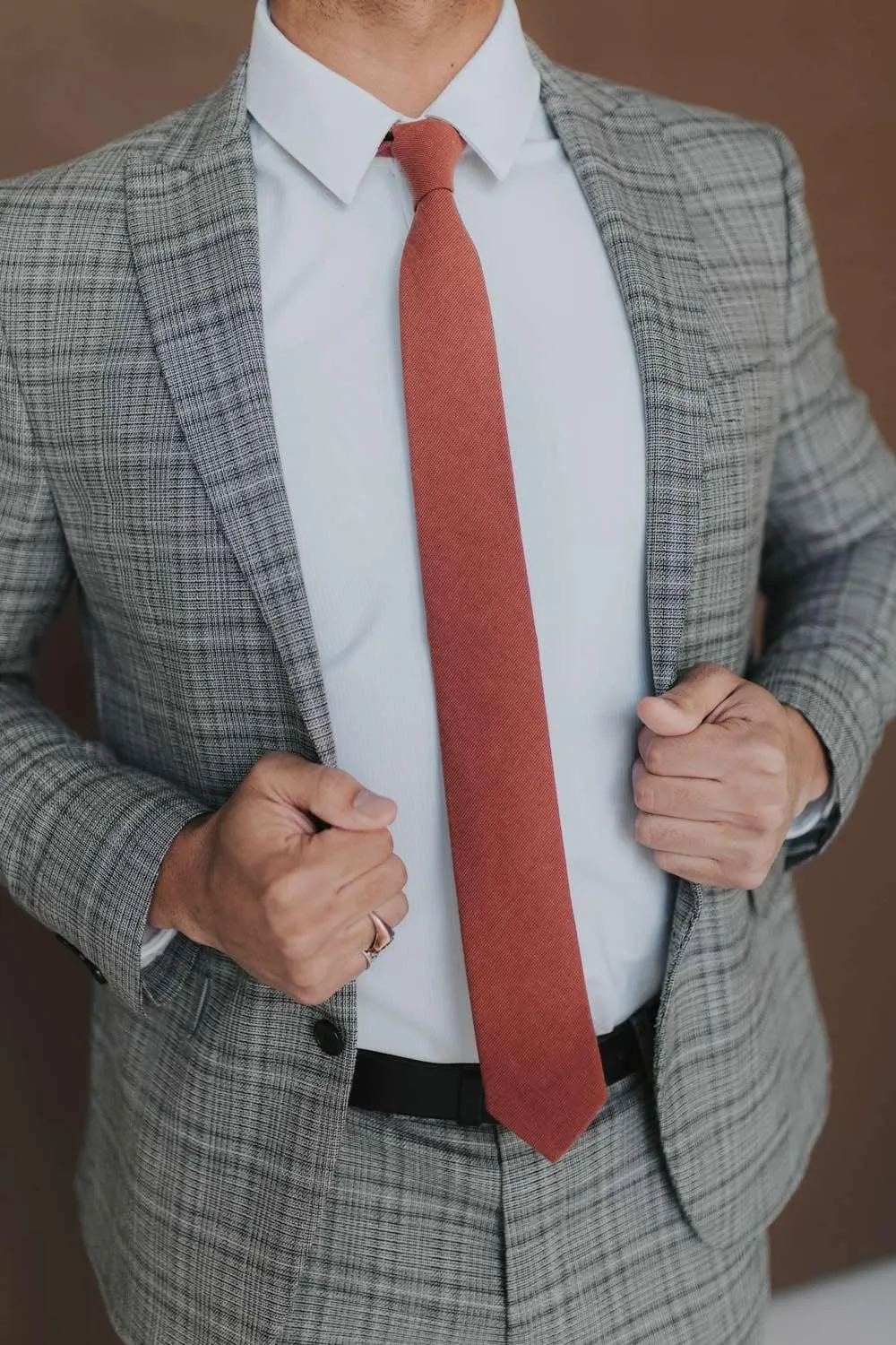 DAZI Men's Skinny Tie, Cotton Wool Linen Necktie, Great for Weddings, Groom, Groomsmen, Missions, Dances, Gifts.