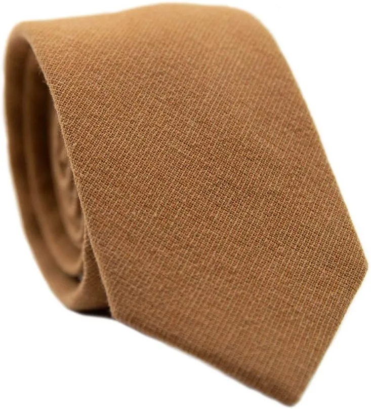 DAZI Men's Skinny Tie, Cotton Wool Linen Necktie, Great for Weddings, Groom, Groomsmen, Missions, Dances, Gifts.