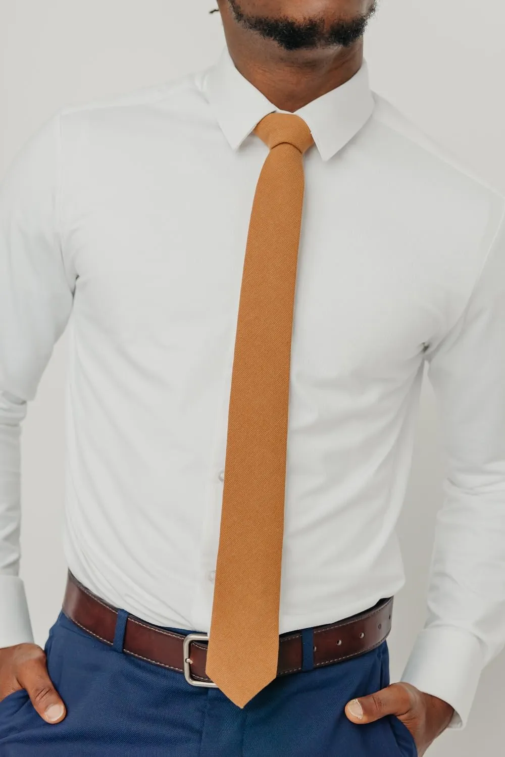 DAZI Men's Skinny Tie, Cotton Wool Linen Necktie, Great for Weddings, Groom, Groomsmen, Missions, Dances, Gifts.