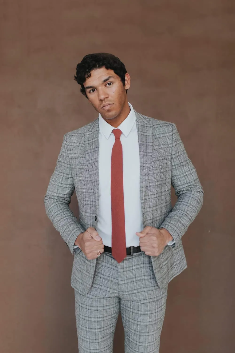 DAZI Men's Skinny Tie, Cotton Wool Linen Necktie, Great for Weddings, Groom, Groomsmen, Missions, Dances, Gifts.