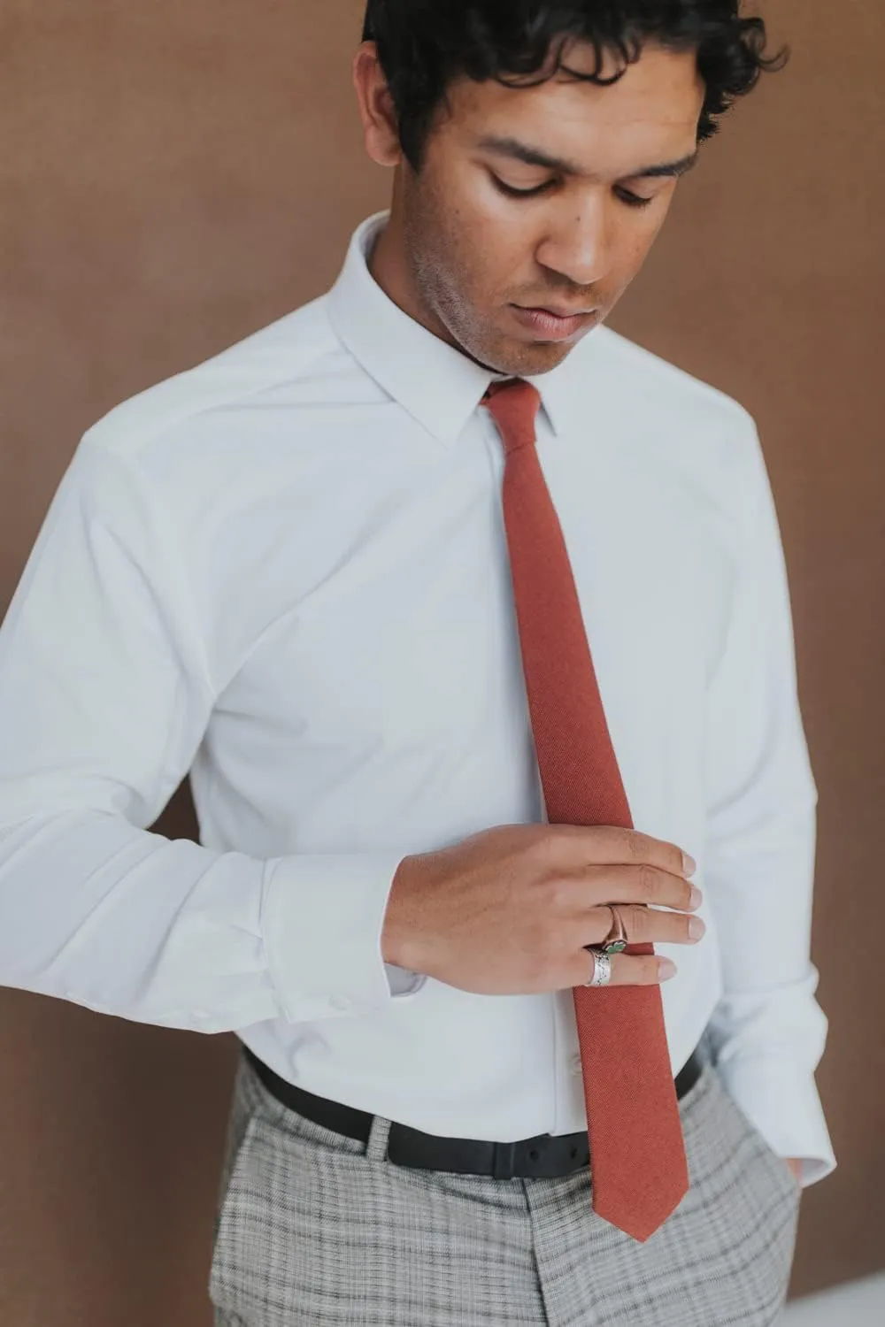 DAZI Men's Skinny Tie, Cotton Wool Linen Necktie, Great for Weddings, Groom, Groomsmen, Missions, Dances, Gifts.