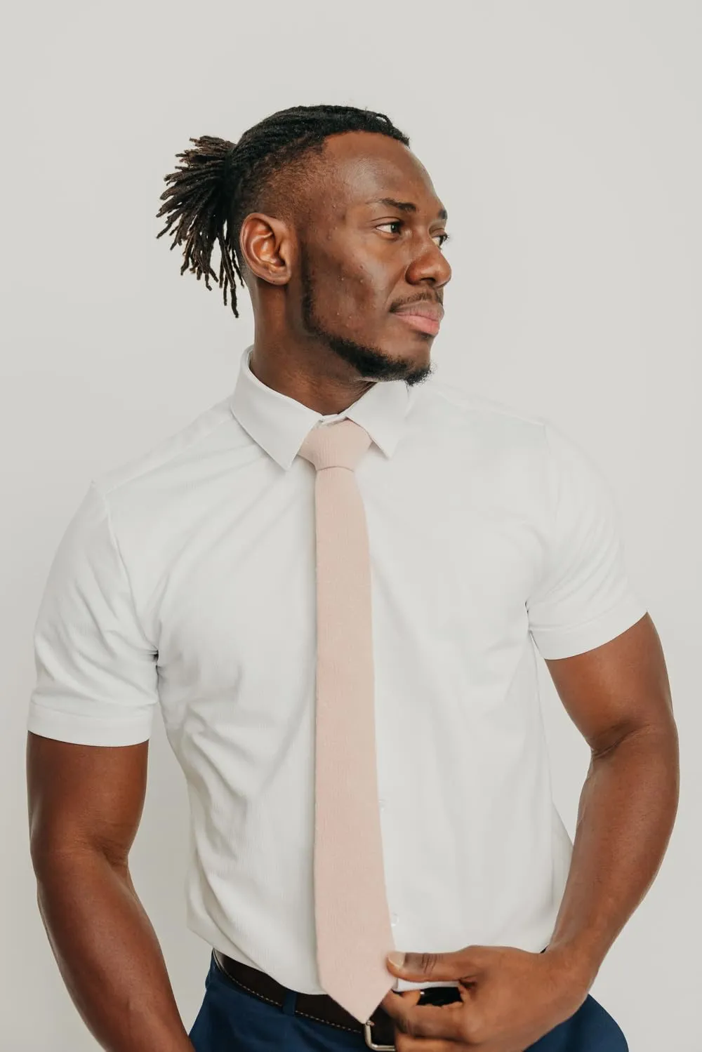 DAZI Men's Skinny Tie, Cotton Wool Linen Necktie, Great for Weddings, Groom, Groomsmen, Missions, Dances, Gifts.