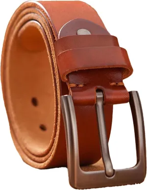 Dcvmvmn Men Genuine Leather Belt Accessories Dress Casual With Adjustable Buckle Cowhide Belt