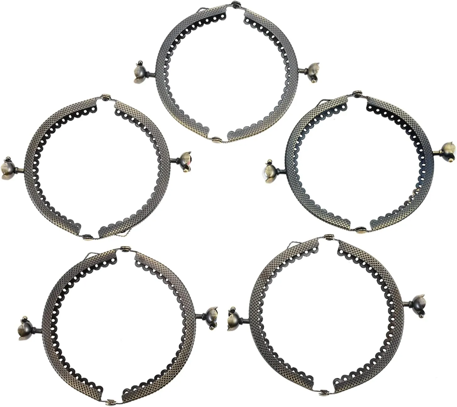 dophee 5PCS Metal Purse Clasp Frame, 8.5cm/3.35" Retro Arch Kiss Clasp Lock for DIY Sewing Craft Hand-Made Coin Bag Handbag Purse Shoulder Strap Bag, Multi Colored Flowers