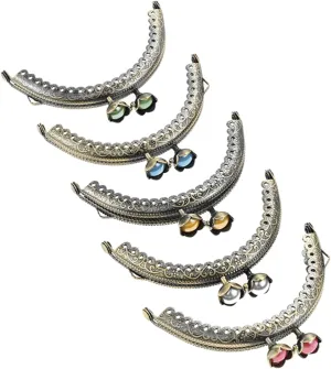 dophee 5PCS Metal Purse Clasp Frame, 8.5cm/3.35" Retro Arch Kiss Clasp Lock for DIY Sewing Craft Hand-Made Coin Bag Handbag Purse Shoulder Strap Bag, Multi Colored Flowers