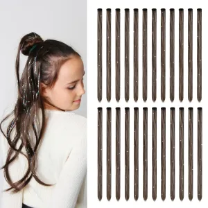 Dreamlover Fairy Hair Accessories for Girls, Tinsel Hair Extensions for Women, Dark Brown, 24 Pieces
