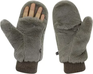 Eilova Unisex Winter Fluffy Gloves Mittens Windproof Fleece Plush Gloves with Warm Mitten Cover for Women Girls Boys