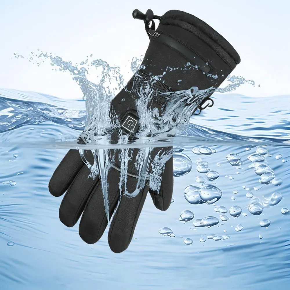 Electric Rechargeable Heated Gloves for Men Women with 3 Levels Heat Last 8 Hours, Winter Touchscreen Waterproof Gloves for Outdoor Hiking