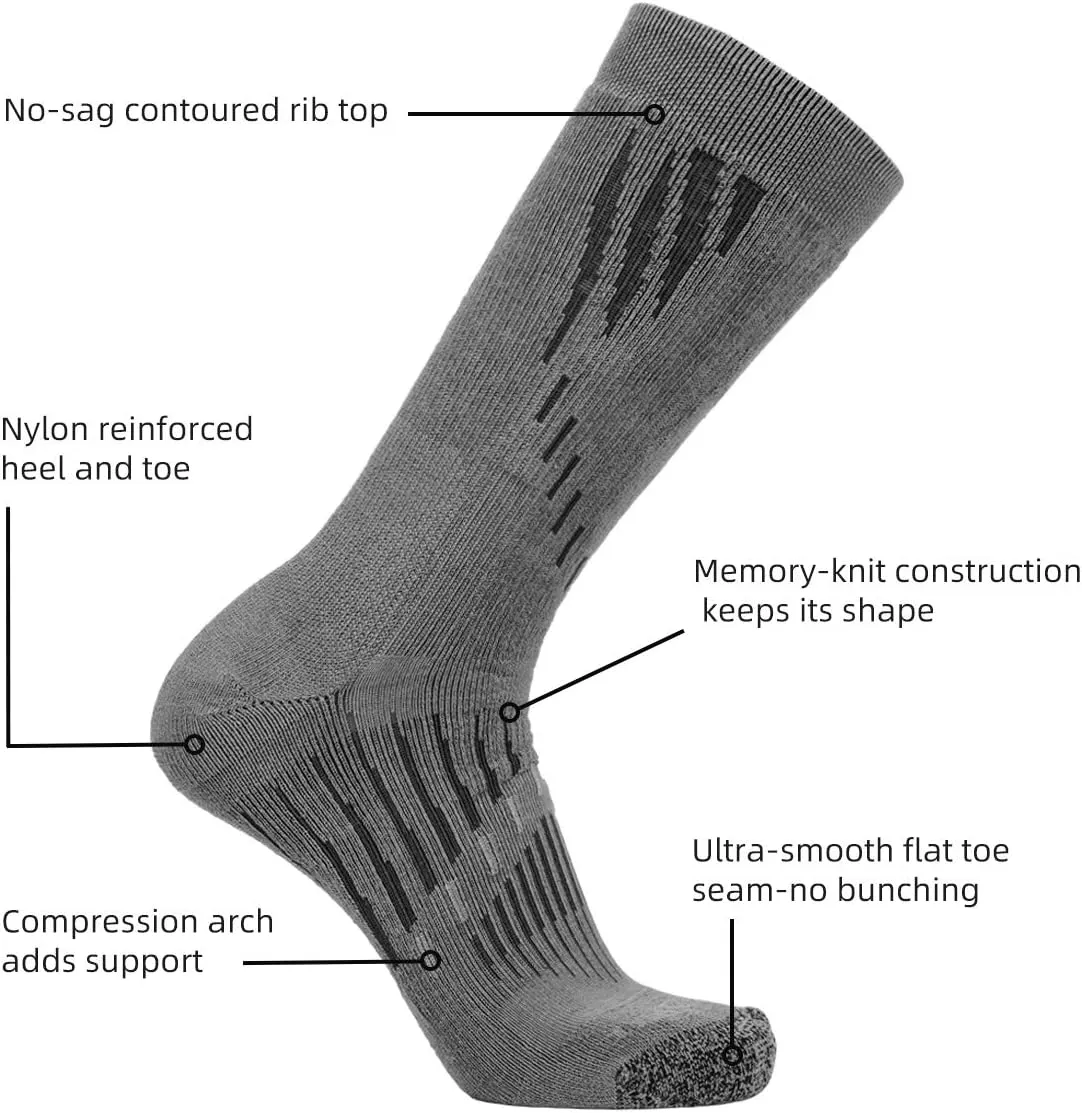 EnerWear Men's Merino Wool Cushion Trail Outdoor Crew Socks 4/6P Pack