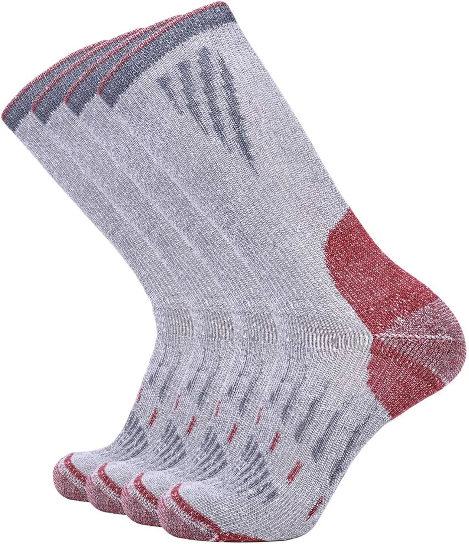 EnerWear Men's Merino Wool Cushion Trail Outdoor Crew Socks 4/6P Pack
