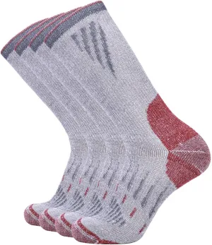 EnerWear Men's Merino Wool Cushion Trail Outdoor Crew Socks 4/6P Pack