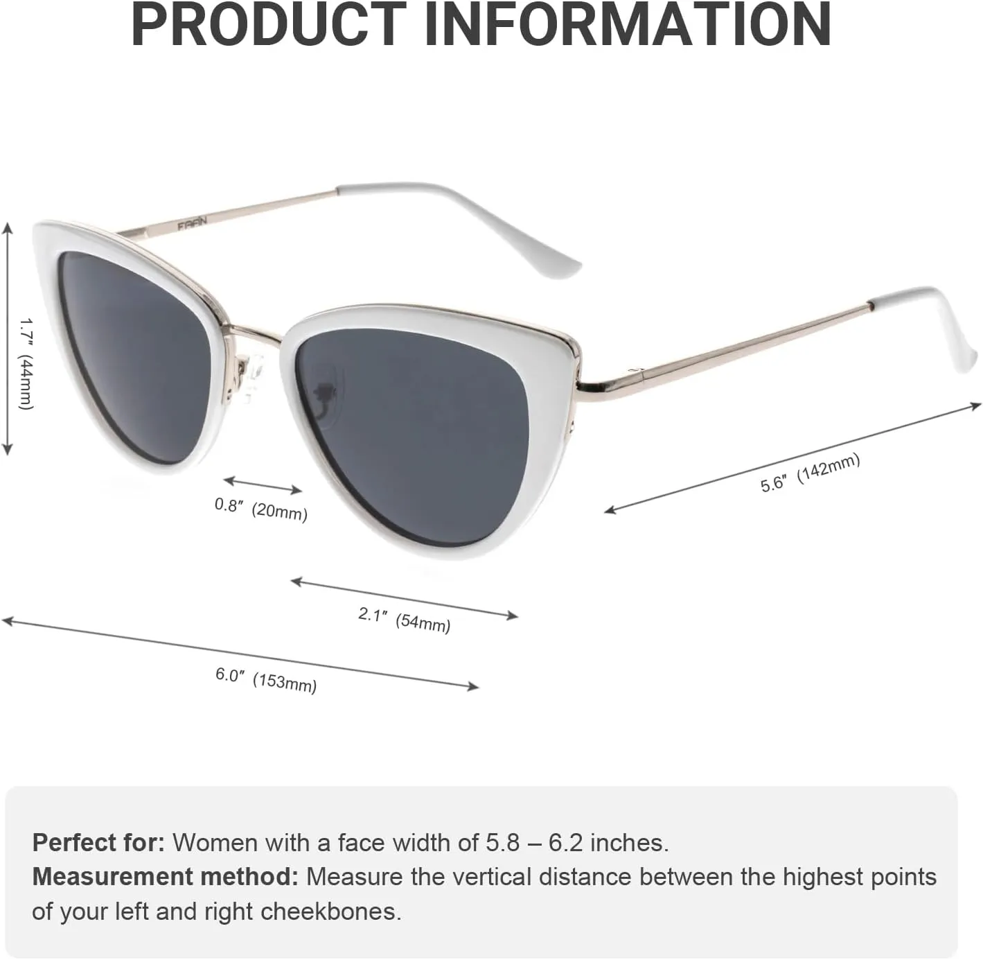 FAA'N Retro Big Frame Cat Eye Polarized Sunglasses Women with Spring Hinge