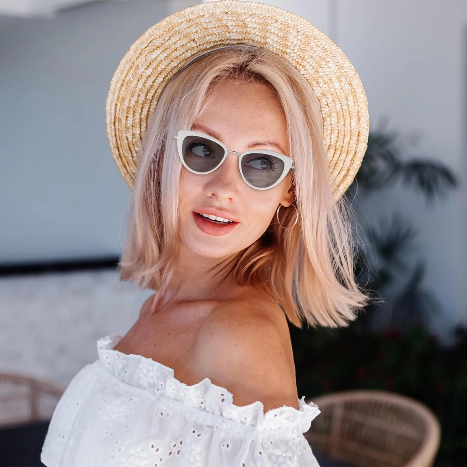 FAA'N Retro Big Frame Cat Eye Polarized Sunglasses Women with Spring Hinge