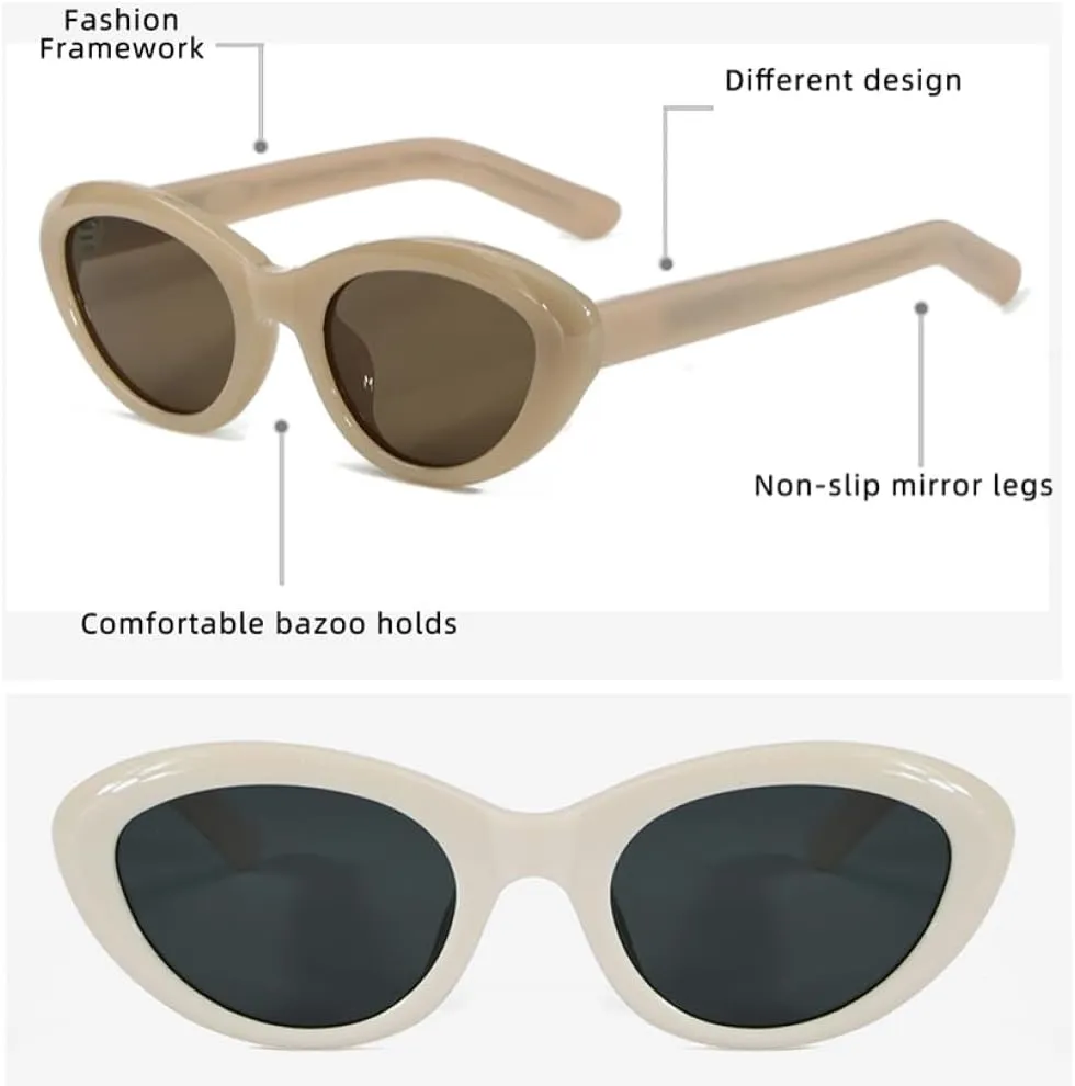 Fashion Oval Sunglasses Uv400 Black Brown Sun Glasses For Women Cat Eye Acetate