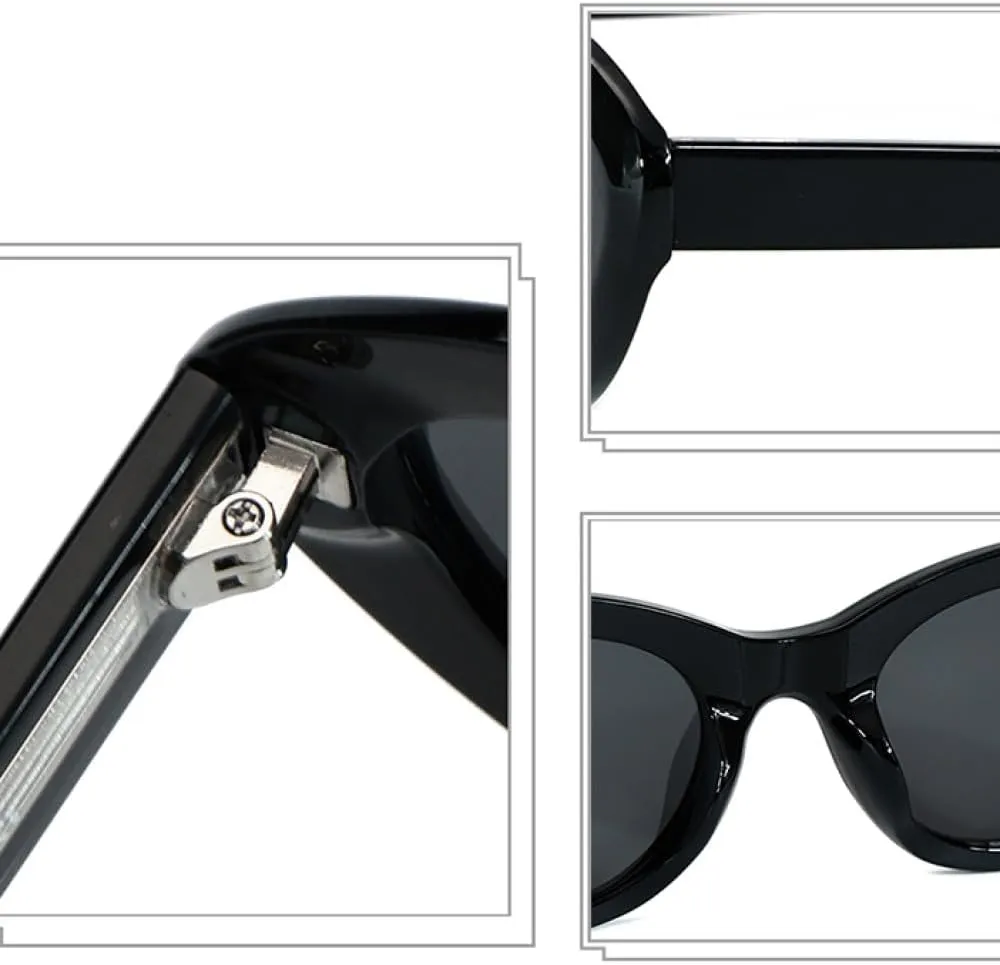 Fashion Oval Sunglasses Uv400 Black Brown Sun Glasses For Women Cat Eye Acetate
