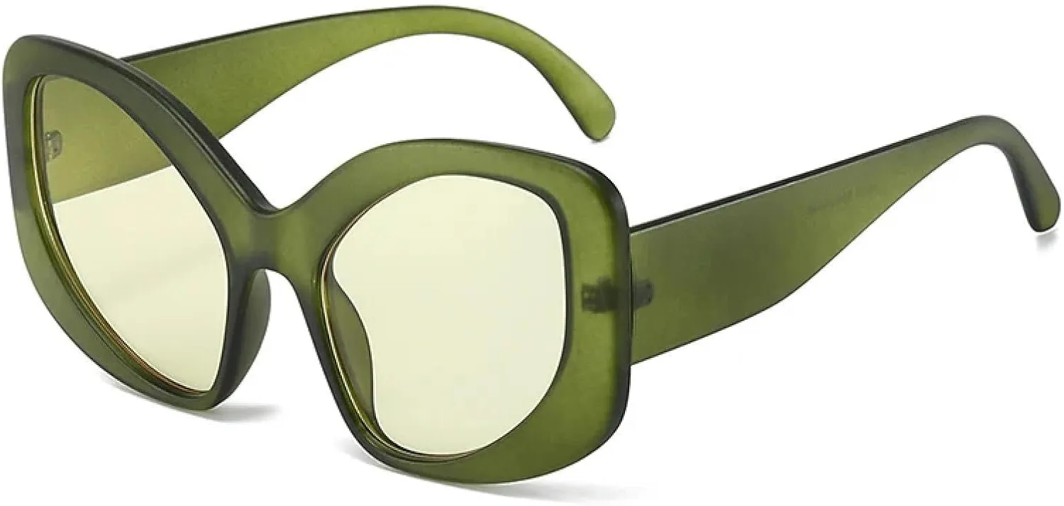 Fashion Oversized Cat Eye Women Sunglasses Shades Uv400 Retro Men Matte Candy Color Sun Glasses