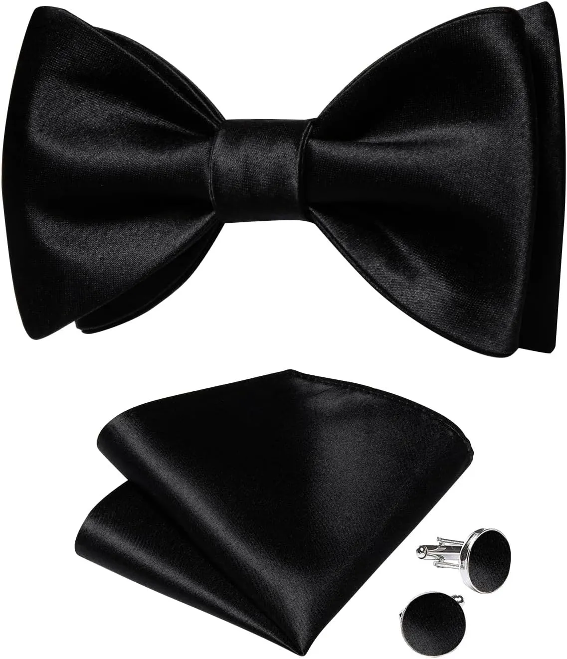 Fashion Silk Bow Ties For Man Accessories Solid Men Self-Tie Bowties Pocket Square Cufflinks Set Wedding