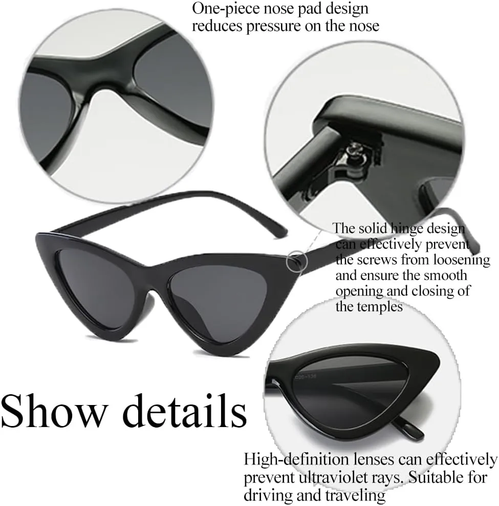 FBHLZ Women Cat Eye Sunglasses Retro women Narrow Cat Eye Sunglasses Goggles Retro Sun Glasses Summer Accessories